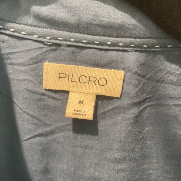 NWOT Anthropologie Pilcro Blue Velvet Burnout Striped Blouse Size Medium - Picture 9 of 9